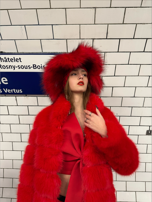 Manteau en Fourrure - Rouge écarlate