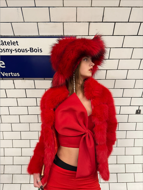 Manteau en Fourrure - Rouge écarlate